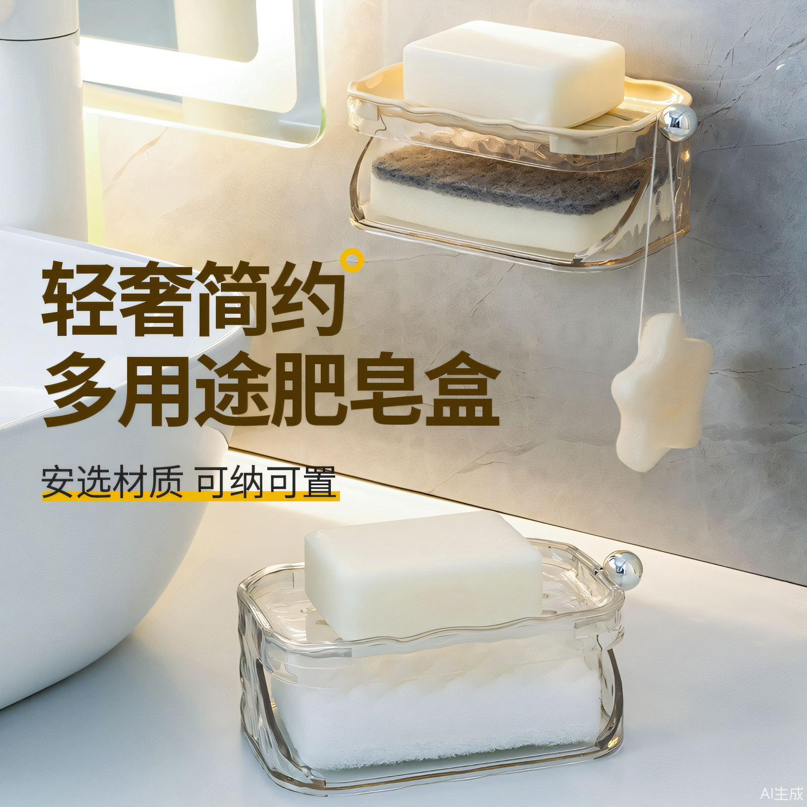 轻奢肥皂香皂盒皂碟沥水免打孔收纳卫生间置物架家用实惠免钉架子,家庭/个人清洁工具,皂盒,淘宝优惠券,粉丝福利购,淘宝优惠卷