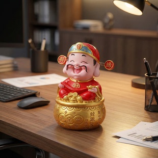 好运财神之富贵满盆财神爷创意汽车台装 扮礼物摆件 饰办公桌面装