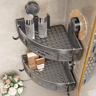 吸盘置物架卫生间浴室壁挂墙上放沐浴露免打孔洗漱台收纳架子喷塑