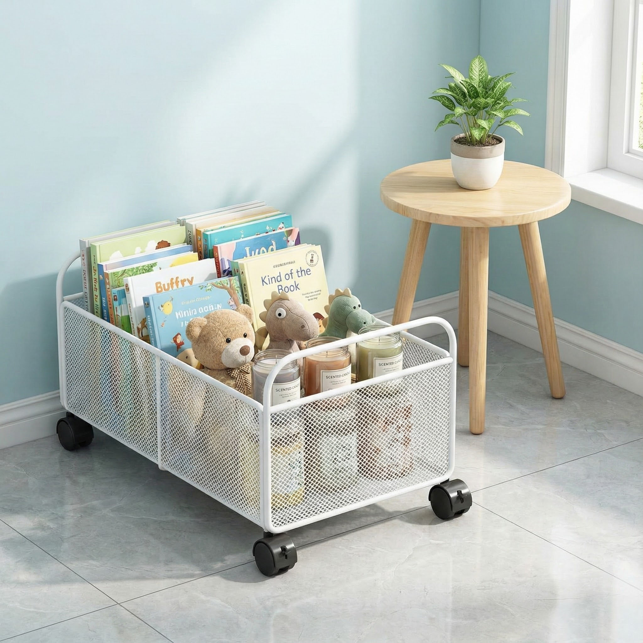 置物架桌下书本书包收纳箱可移动