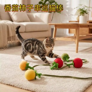猫玩具小番茄柿子串逗猫棒猫咪自嗨解闷耐咬带铃铛逗猫咪玩具家用