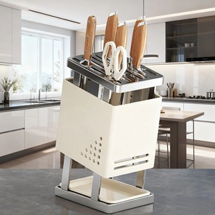 不锈钢厨房刀架置物架台面新款多功能刀具筷子笼一体放菜刀收纳架