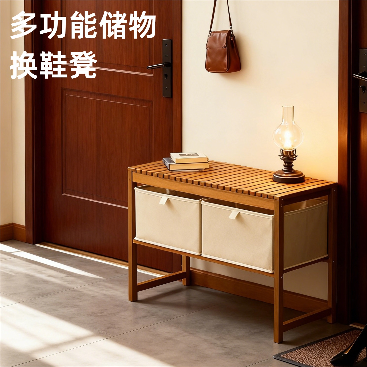 实木家用门口入户穿鞋凳玄关可坐
