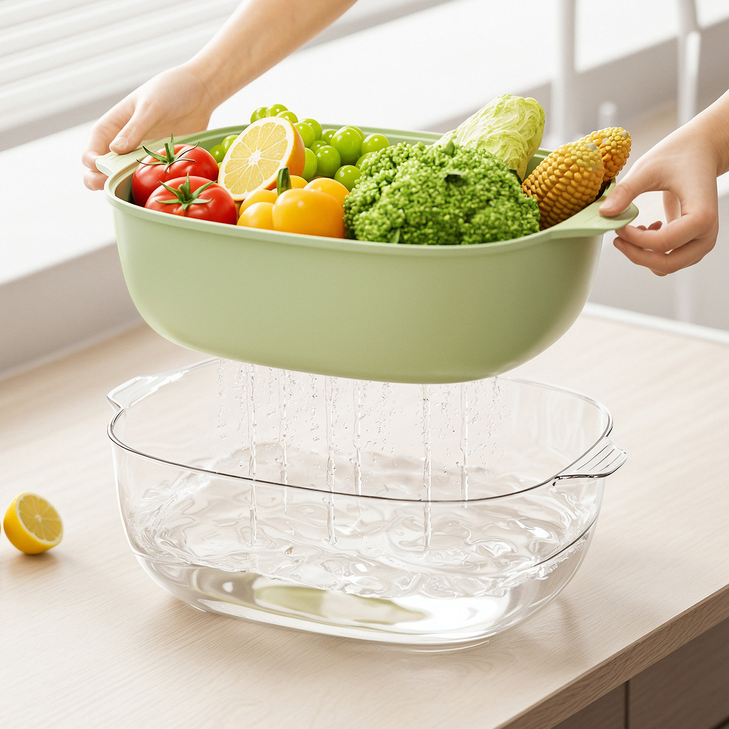 双层沥水篮洗菜盆家用厨房洗水果蔬菜篮子食品级滤水菜篮厨房收纳,餐饮具,洗菜盆/沥水篮/漏水筛,淘宝优惠券,粉丝福利购,淘宝优惠卷