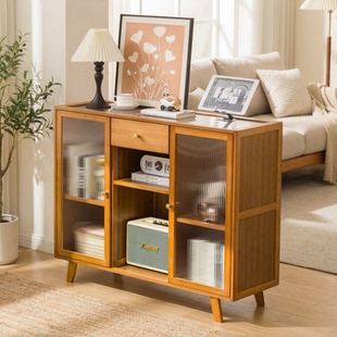 斗柜家用客厅复古餐边柜储物柜法式 收纳柜地柜实木展示柜 中古美式