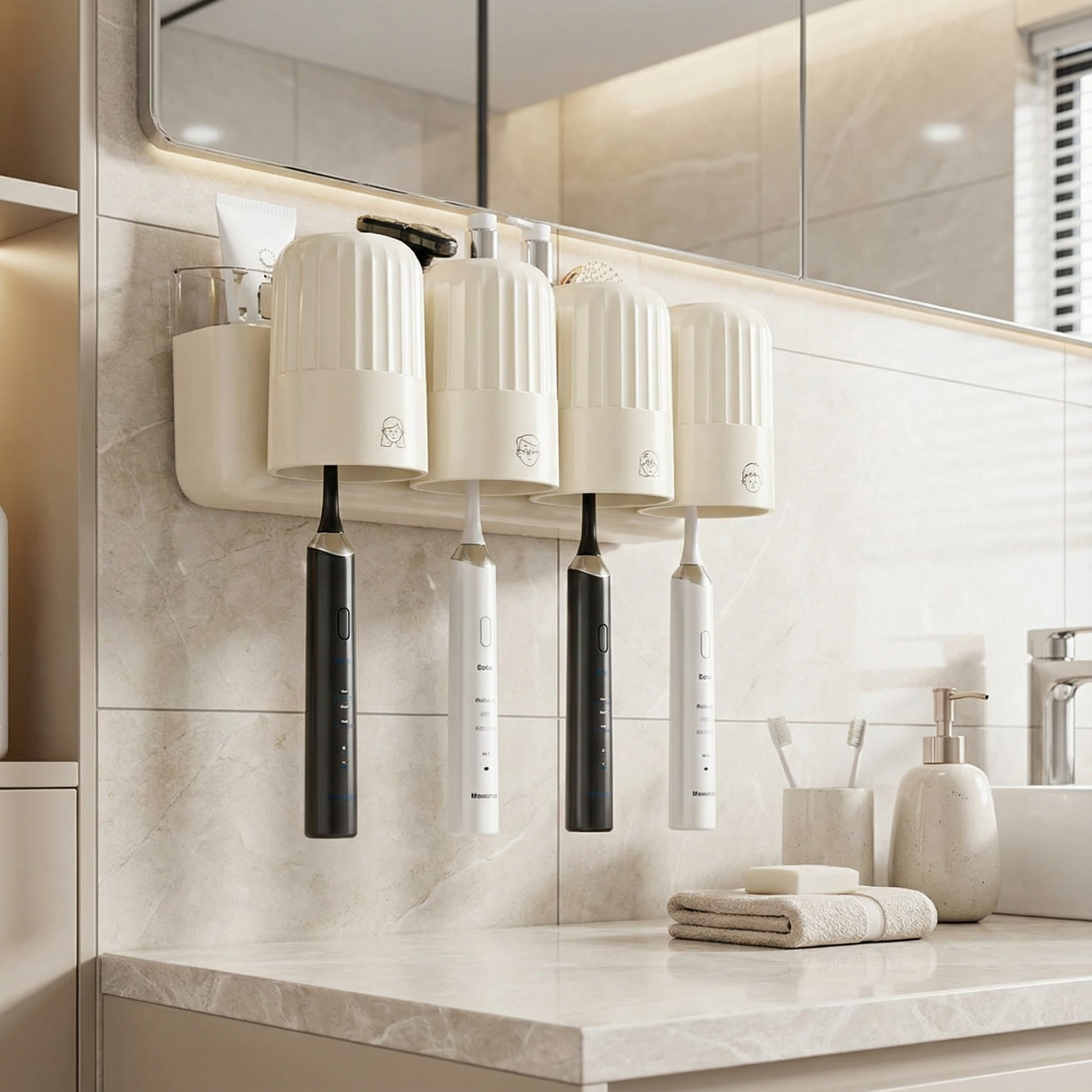 牙刷置物架壁挂式免打孔卫生间电动牙刷牙杯漱口杯一体收纳挂架子,家庭/个人清洁工具,牙刷架/牙具座,淘宝优惠券,粉丝福利购,淘宝优惠卷