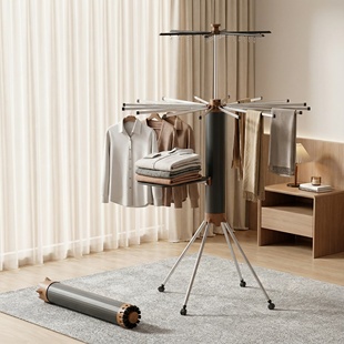 折叠晾衣架落地卧室家用阳台晾衣杆晒衣架挂衣架衣服架子可移动