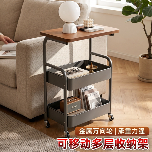 中古风可移动小推车收纳置物架