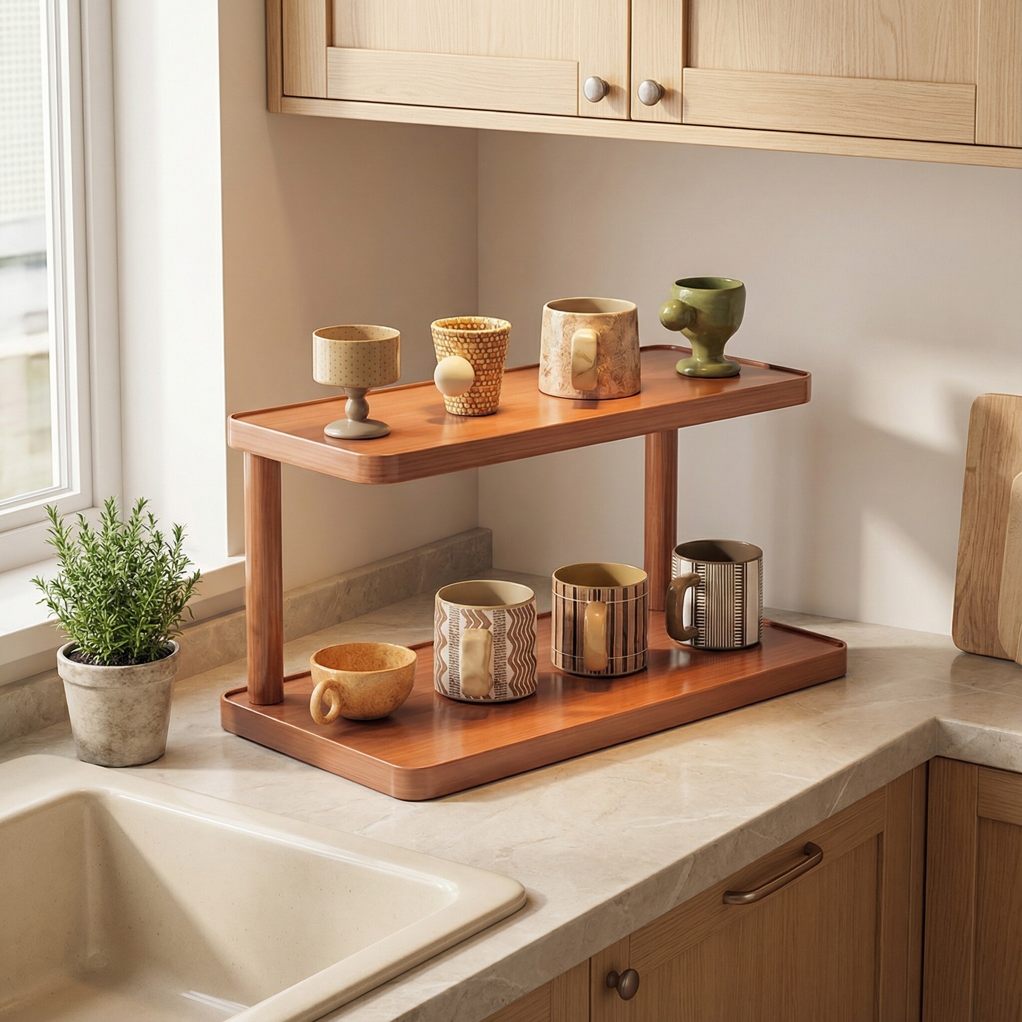 餐桌多层小型杯架实木