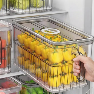 冰箱保鲜收纳盒食品级厨房专用蔬菜水果鸡蛋冷冻储物整理盒带手柄