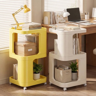 可移动边几小推车置物架免安装 多功能收纳架客厅茶几卧室储物柜子