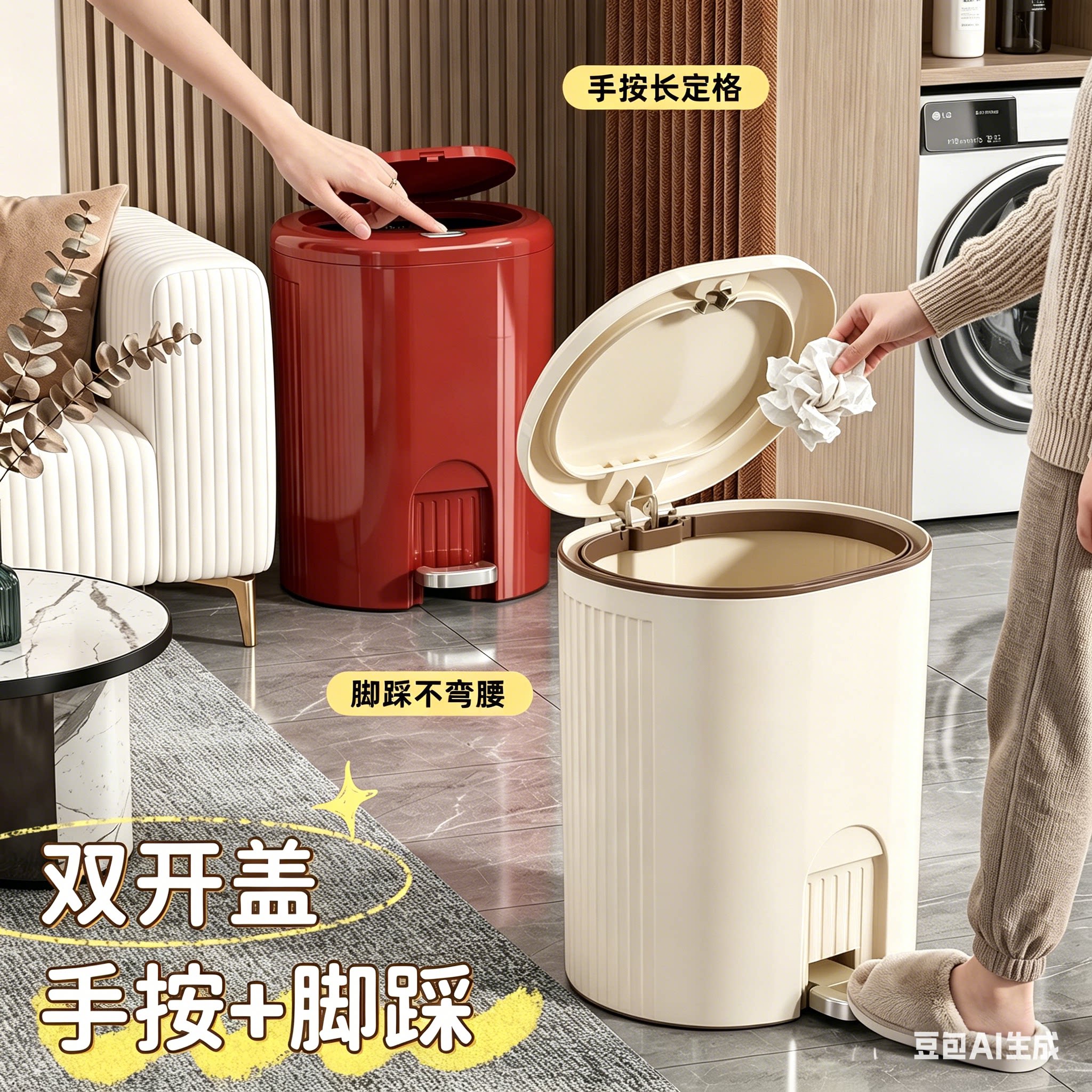带盖脚踏大容量防水家用垃圾桶图片