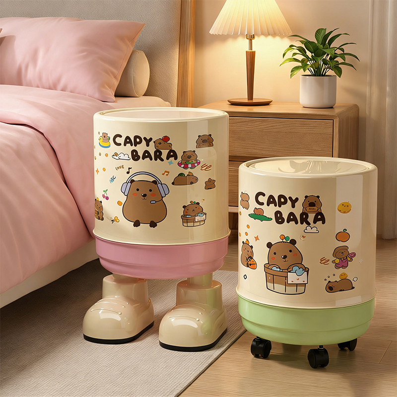 垃圾桶家用2026新款客厅轻奢带盖卧室卫生间高颜值大容量可爱纸篓