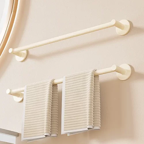 奶油风毛巾架子卫生间免打孔壁挂