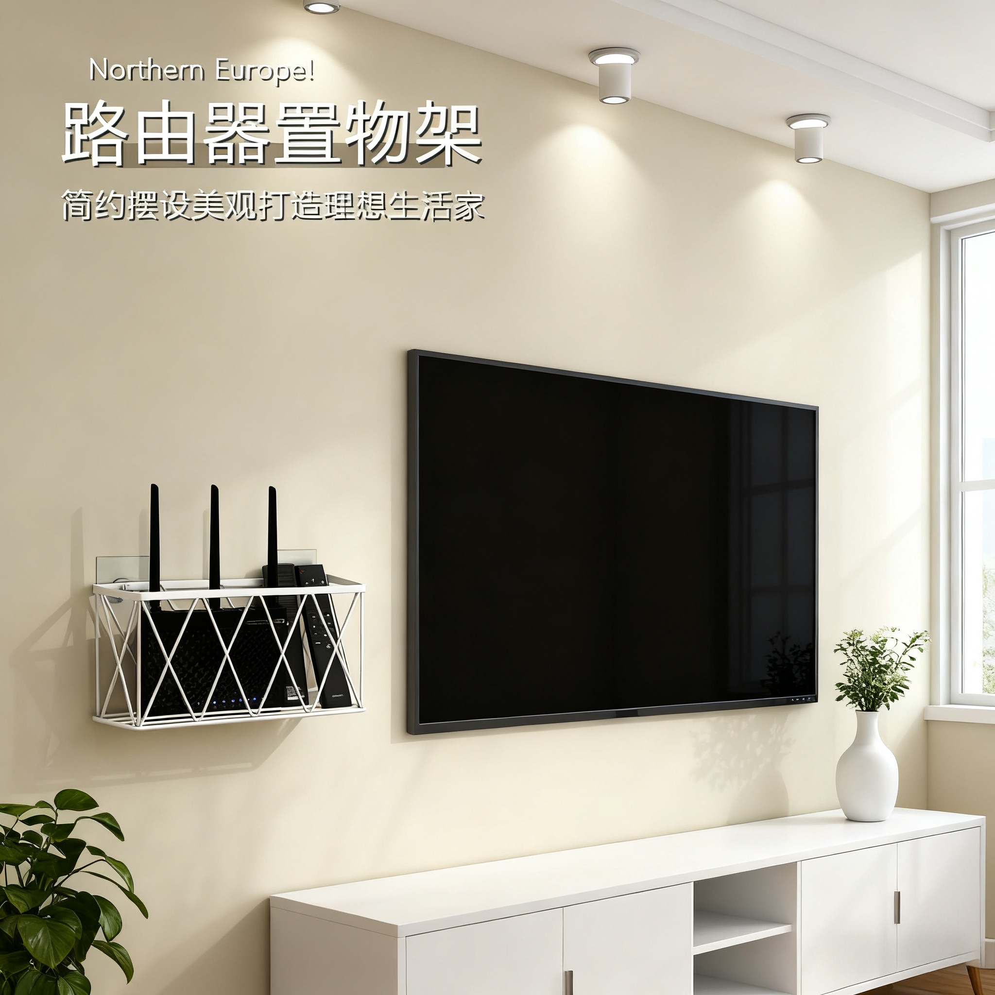 路由器放置架电视机顶盒支架免打孔置物架墙上遮丑托架收纳盒家用