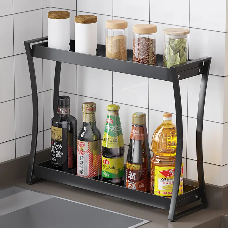厨房极窄调料置物架窗台缝隙双层