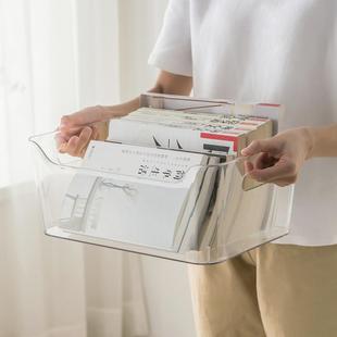 桌面书籍收纳盒透明面膜盒子家用大容量护肤品储物筐杂物整理盒子
