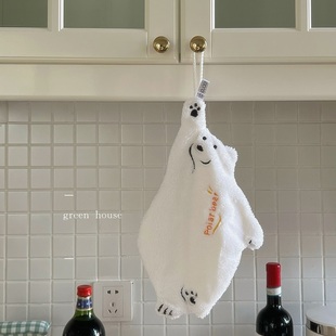 green 北极熊亲肤吸水擦手巾小毛巾可挂 house