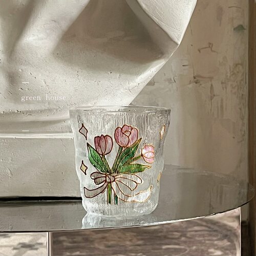 手绘描金锤纹渐变冰川玻璃杯