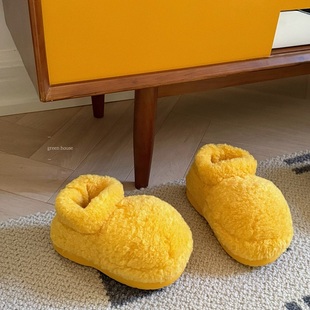 保暖毛绒全包家居鞋 米奇脚剧感喜剧人大头拖鞋 靴 house green