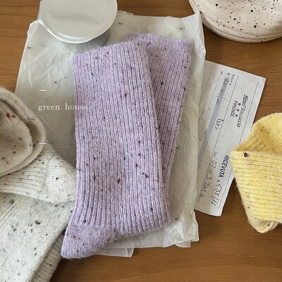 加厚绵羊毛绒女袜月子袜