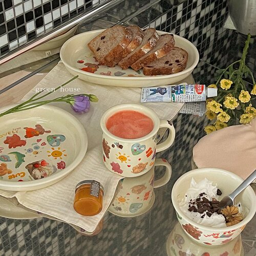 陶瓷早餐盘咖啡杯麦片碗