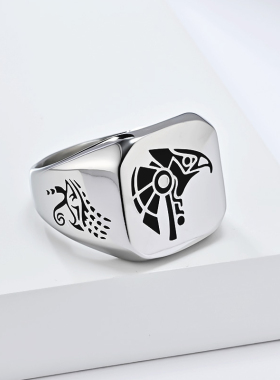 荷鲁斯之眼男士戒指钛钢嘻哈潮牌