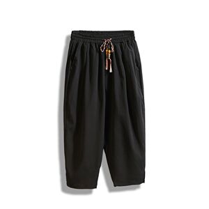 风仿亚麻裤宽松大码冰丝裤大码休闲裤宽松7分裤 K02 P40 限68图片