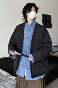 潮盘扣假两件棉服男立领外套男生加两件面包服夹克 MA248 P145图片