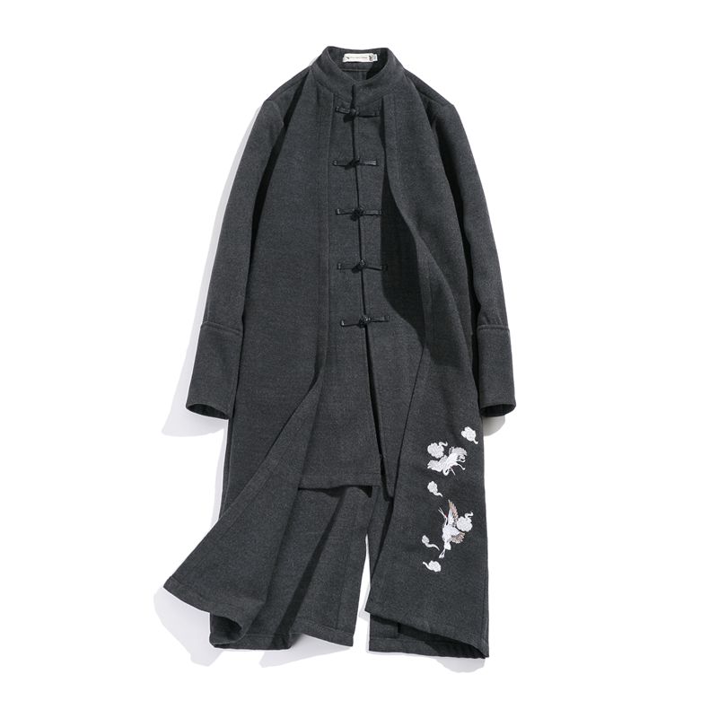 咖08新款秋毛呢风大码中长款呢大衣风衣男A019-NY8088-P145,男装风衣,电商A019