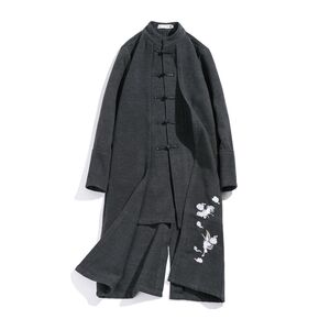 咖08 新款秋毛呢风大码中长款呢大衣风衣男A019-NY8088-P145图片