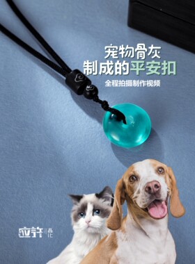 宠物骨灰生命晶石盒平安扣火化善终猫狗吊坠项链纪念品定制应许
