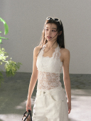 freedom Thea 买手店La 26早春蕾丝挂脖背心镂空挂脖吊带背心女