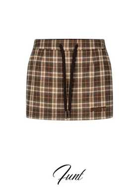 THEA买手店FUNT秋冬新品榛果摩卡格纹磨毛裙裤时尚百搭半裙女