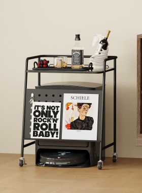 石头扫地机器人上方置物架带轮子沙发边几可换水收纳柜鱼缸基站柜