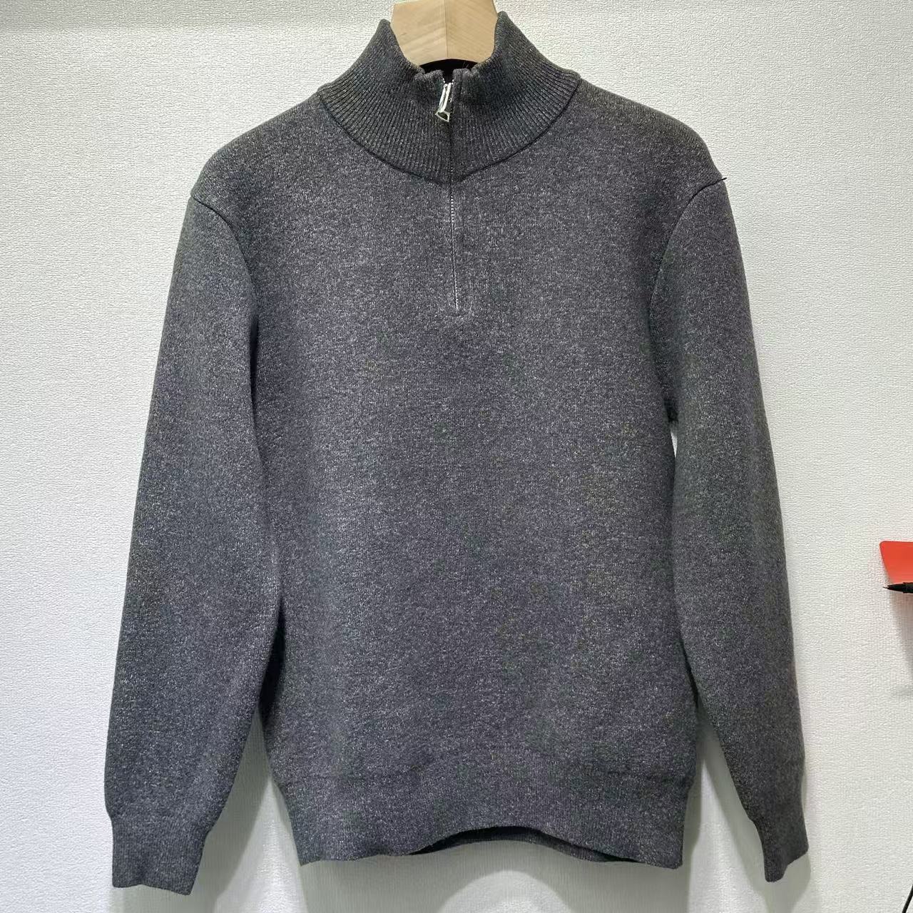 男士加绒加厚半高领拉链毛衣