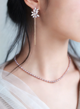 天然紫色小珍珠银扣细项链限定款