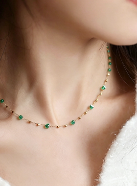 钛钢切面水晶满天星项链双色可选