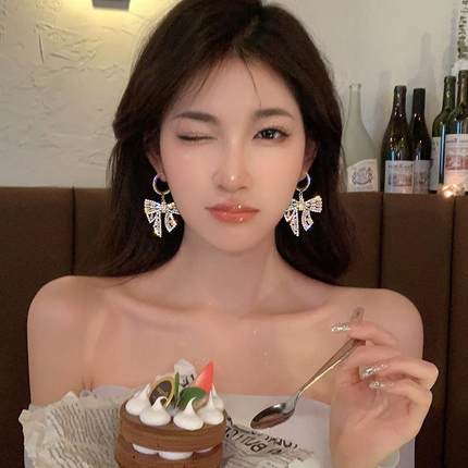 AA1367浪漫情怀蝴蝶结耳环高级感耳环小众设计感2024耳钉耳饰女