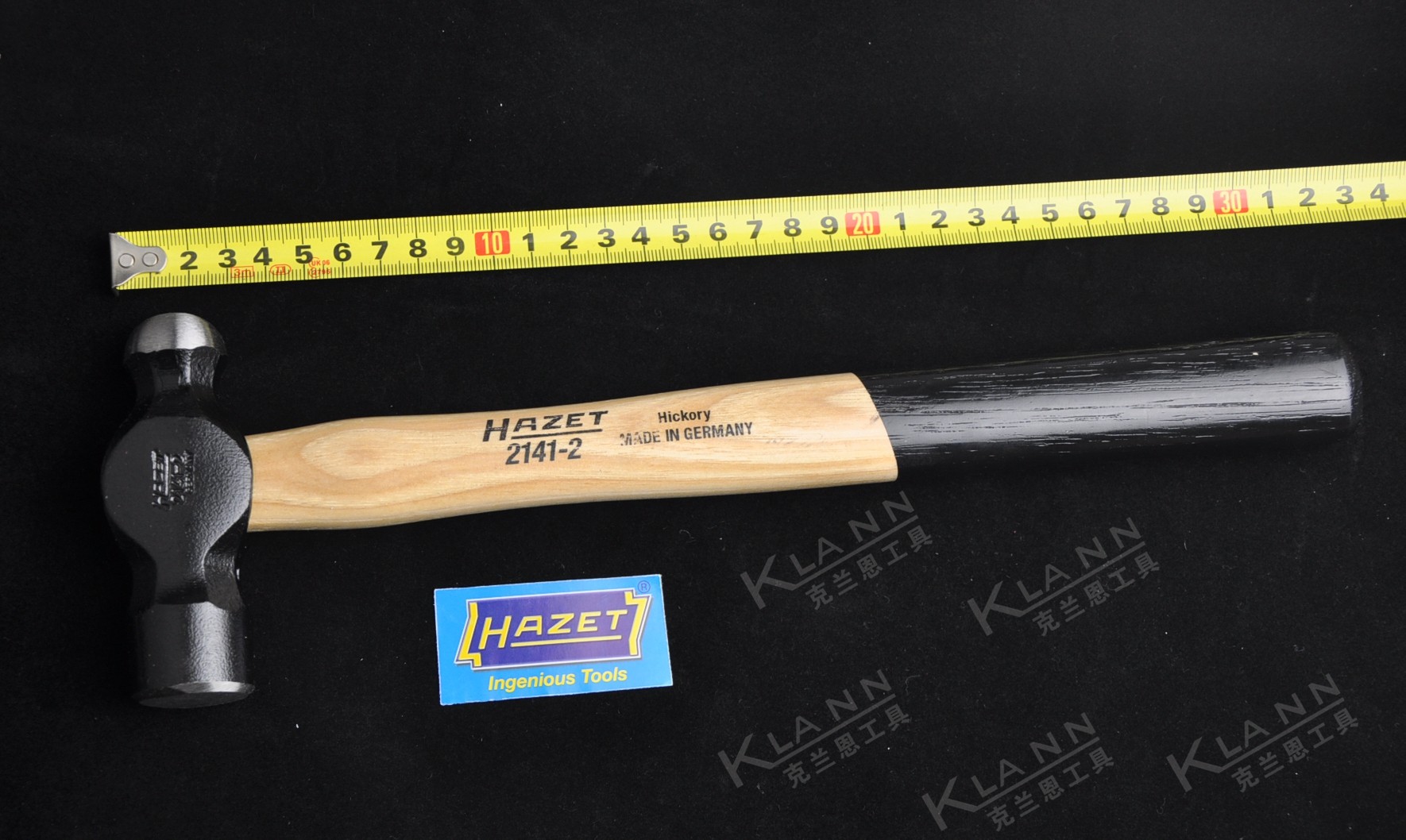 德国HAZET 2141-4 2磅 圆头锤 圆头面 球头 桃木手柄 钳工工具