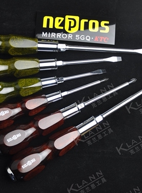 日本KTC NEPROS木柄 螺丝刀6件组套 穿心杆可敲击 带磁性 NTD306