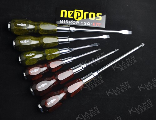 日本KTC NEPROS木柄 螺丝刀6件组套 穿心杆可敲击 带磁性 NTD306
