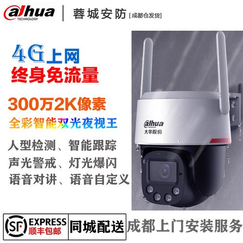 大华4G全网通300万2K球机双光全彩夜视语音对讲DH-T9-GY-3M包流量