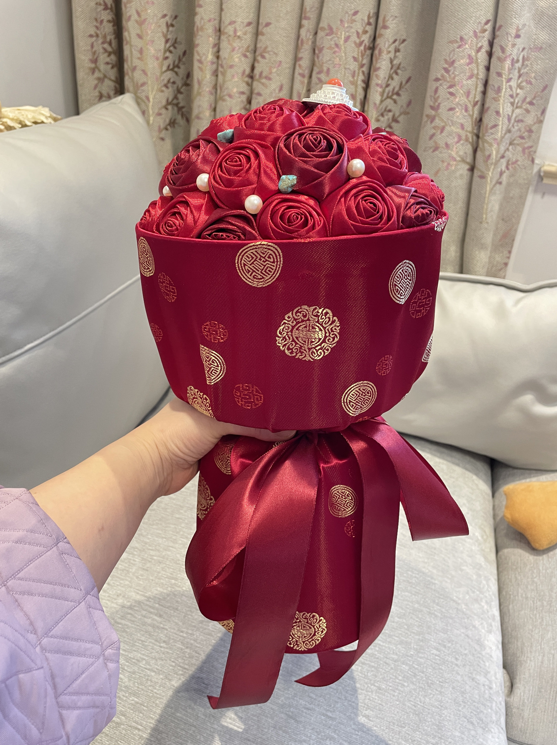 原创手工制作玫瑰花蒙式藏式新娘婚庆/商业花艺