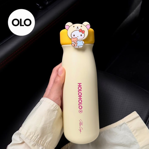 holoholo牛奶瓶女生高颜值便携外带水杯子大容量不锈钢吸管保温杯
