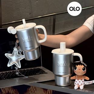 holoholo奶吨吨巨无霸不锈钢冰霸杯女高颜值吸管保温杯大容量水杯