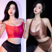 性感油光诱惑低胸大领口挂脖系带显白紧身短上衣百搭小上衣夏薄