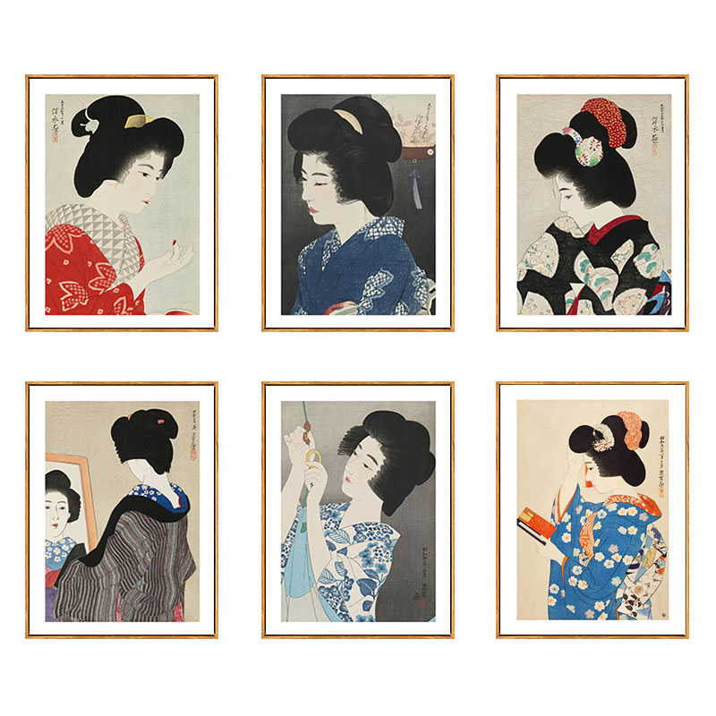 和风仕女图装饰画日式挂画日本料理店墙壁画原木风简约客厅卧室画