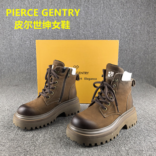 37码处理皮尔世绅真皮马丁靴女头层牛皮冬季短筒真皮加绒棉鞋子女