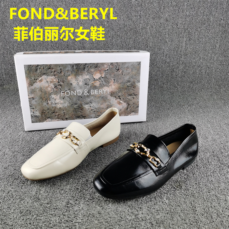 正品撤柜处理菲伯丽尔女鞋春季款圆头低跟套脚真皮乐福单鞋女牛皮